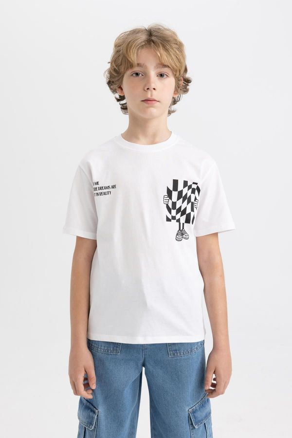 DEFACTO DEFACTO Boy's Crew Neck Printed Short Sleeve T-Shirt