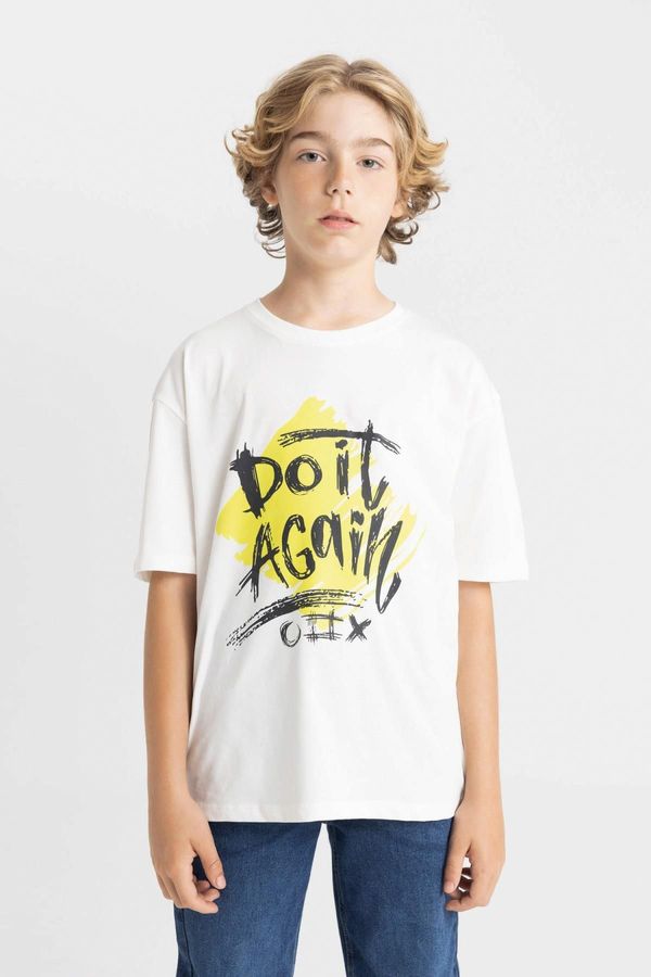 DEFACTO DEFACTO Boy's Oversize Fit Crew Neck Printed Short Sleeve T-Shirt