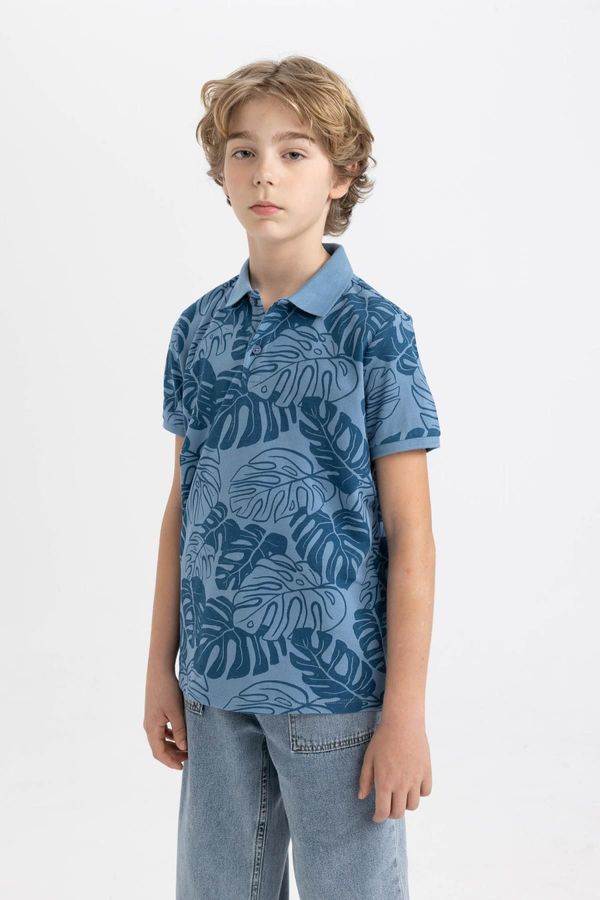 DEFACTO DEFACTO Boy's Patterned Pique Short Sleeve Polo T-Shirt