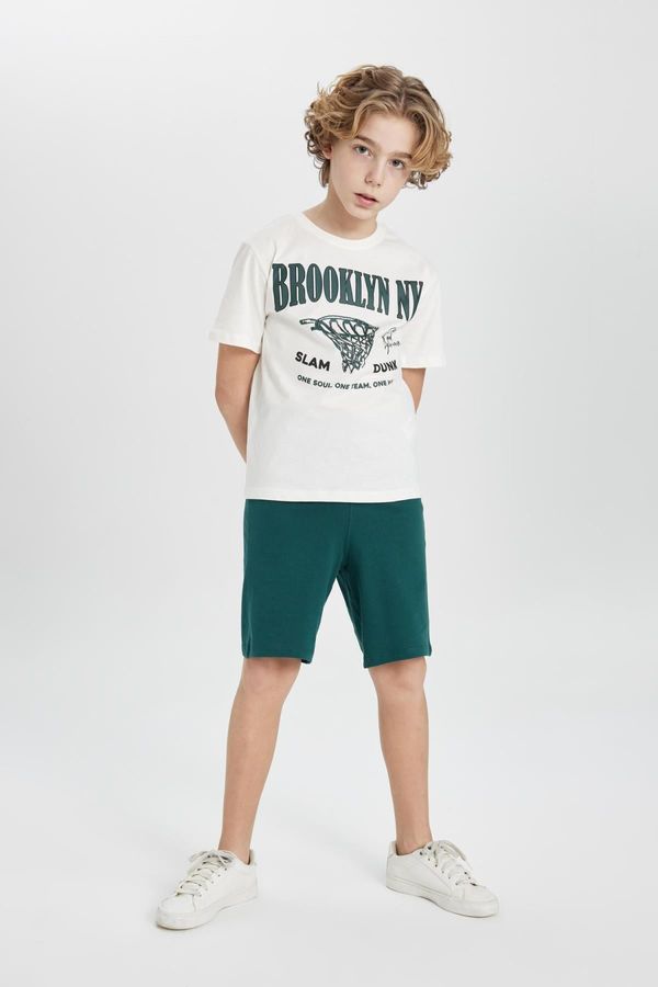 DEFACTO DEFACTO Boy's Printed Short Sleeve T-Shirt Shorts 2-Piece Set