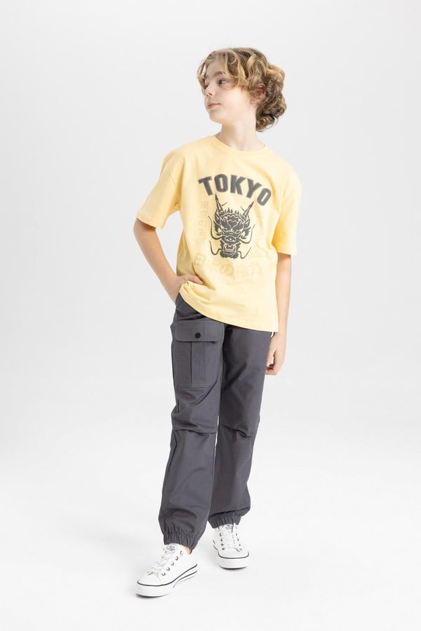 DEFACTO DEFACTO Boy's Waist Tie Elastic Leg Pocket Jogger Rib Trousers