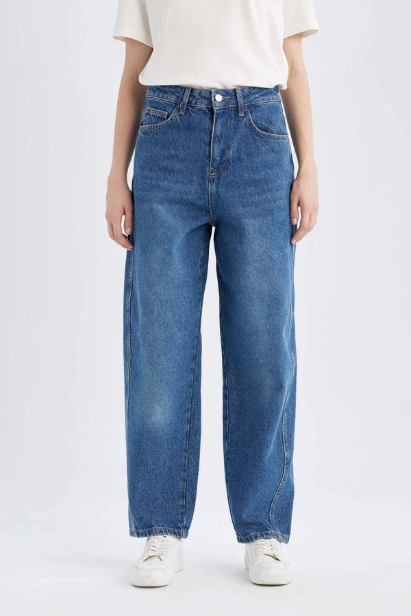 DEFACTO DEFACTO Carrot Fit High Waist Ankle Length Jean Washed Trousers