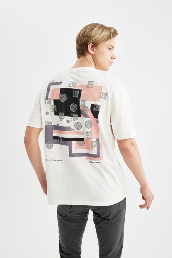 DEFACTO DEFACTO Comfort Fit Crew Neck Back Printed Short Sleeve T-Shirt