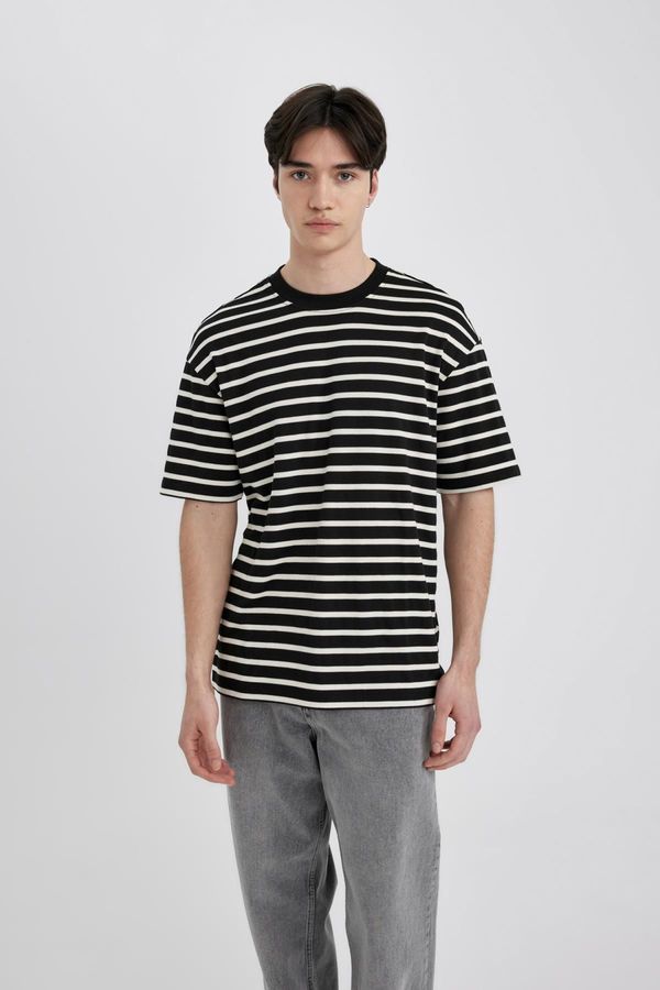 DEFACTO DEFACTO Comfort Fit Crew Neck Striped Short Sleeve T-Shirt