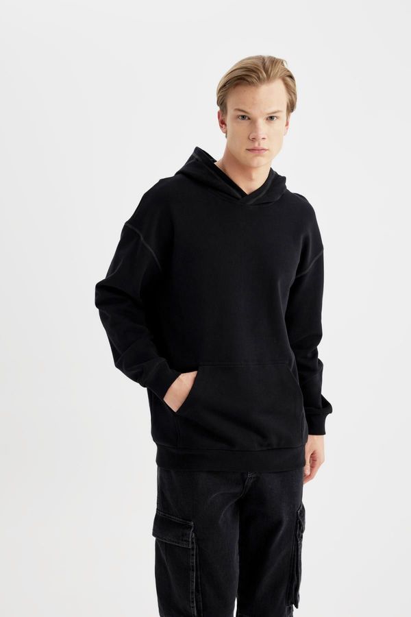 DEFACTO DEFACTO Comfort Fit Hooded Basic Sweatshirt