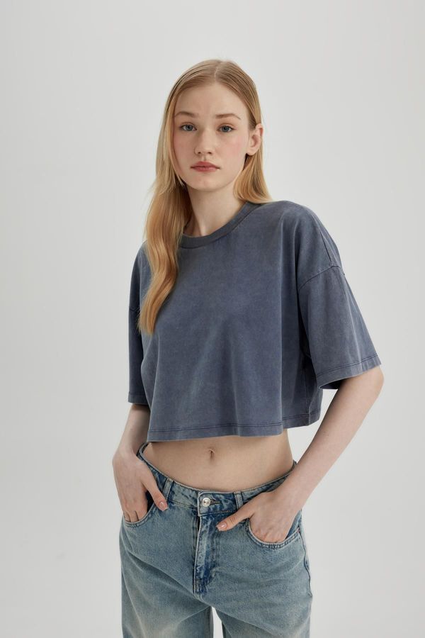 DEFACTO DEFACTO Cool Crop Short Sleeve Washed Faded Effect T-Shirt