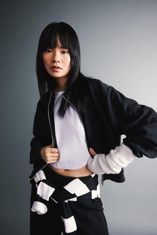 DEFACTO DEFACTO Cool Crop Thick Fabric Washable Faded Effect Zippered Sweatshirt