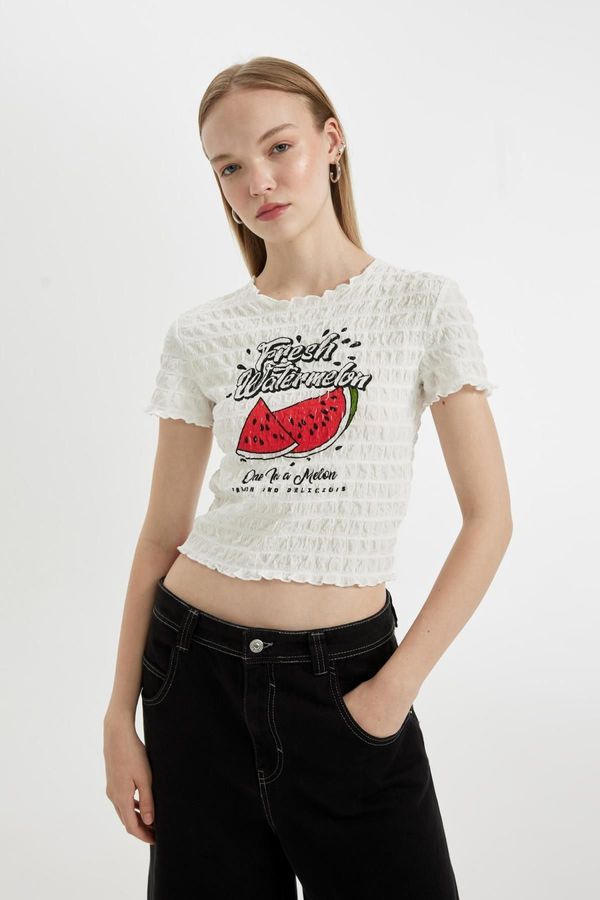 DEFACTO DEFACTO Cool Fitted Crew Neck Printed Bubble Short Sleeve T-Shirt