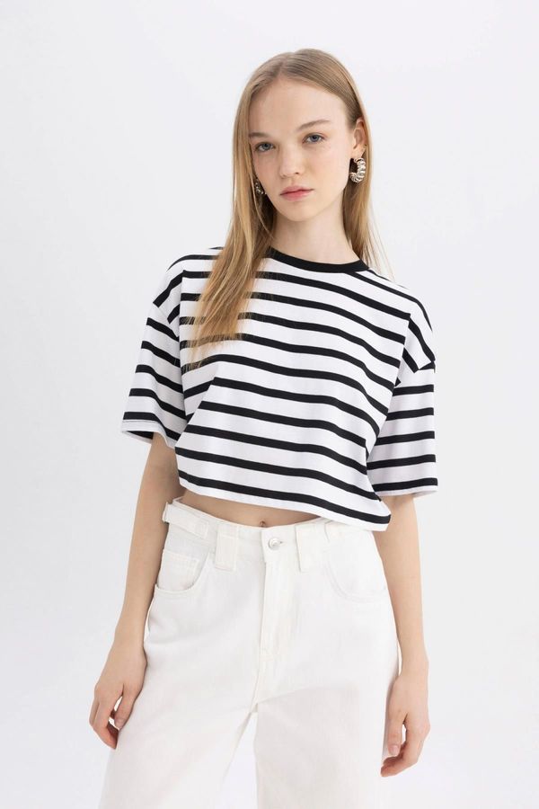 DEFACTO DEFACTO Cool Fitted Striped Short Sleeve T-Shirt