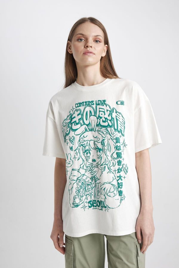 DEFACTO DEFACTO Cool Oversize Fit Printed Short Sleeve T-Shirt