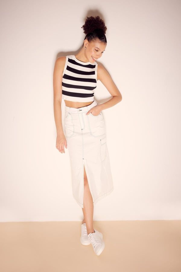 DEFACTO DEFACTO Coool Cargo Fit Poplin Midi 100% Cotton Skirt