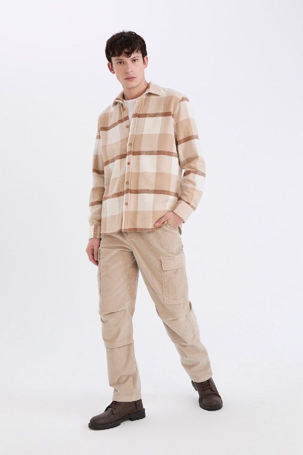 DEFACTO DEFACTO Corduroy Trousers Wide Leg Cargo Pocket Straight Leg