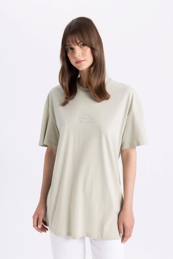 DEFACTO DEFACTO Crew Neck Printed Short Sleeve T-Shirt Tunic