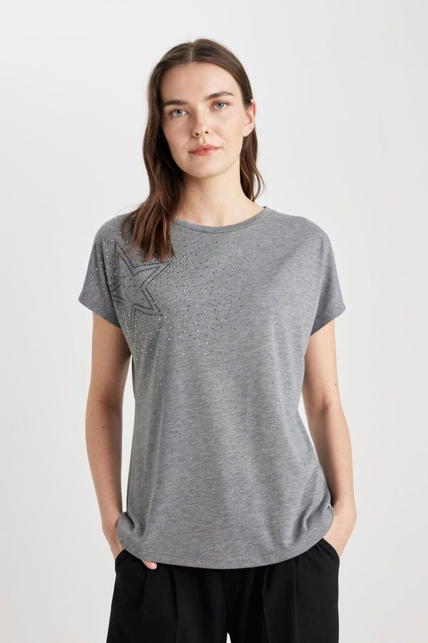 DEFACTO DEFACTO Crew Neck Star Patterned Short Sleeve T-Shirt
