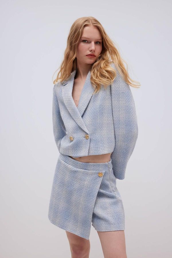 DEFACTO DEFACTO Crop Collar Tweed Blazer Jacket