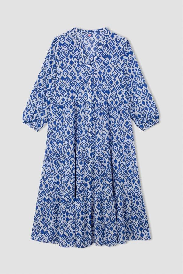 DEFACTO DEFACTO Fall in Love Patterned Long Sleeve Maxi Beach Dress