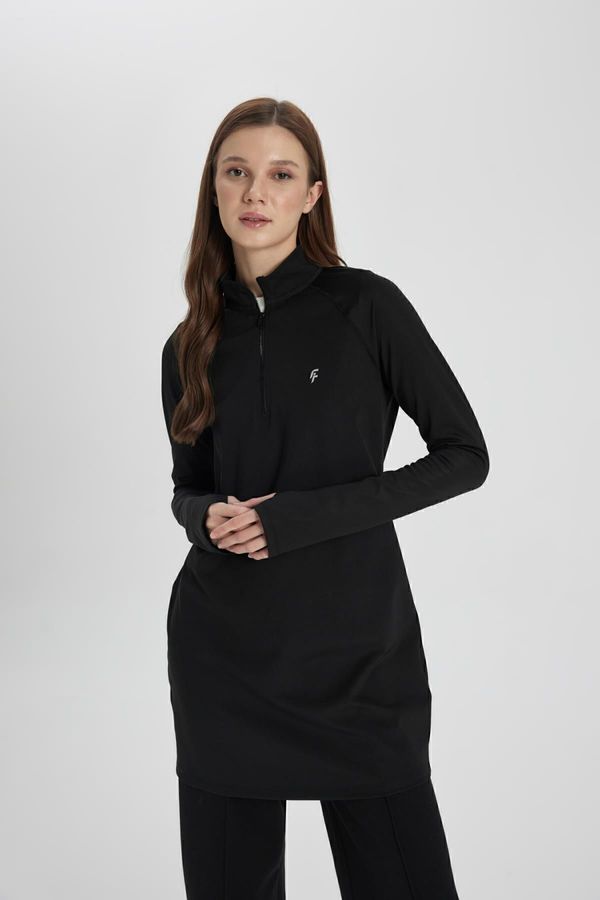 DEFACTO DEFACTO Fit Long Fit Stand Collar Printed Athlete Long Sleeve T-Shirt