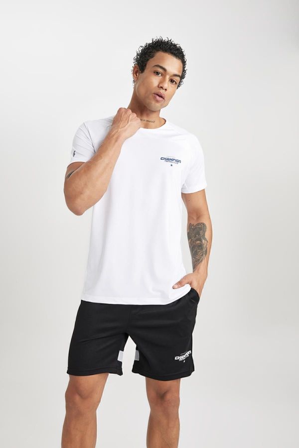 DEFACTO DEFACTO Fit Slim Fit Collar Printed Short Sleeve Sports T-Shirt