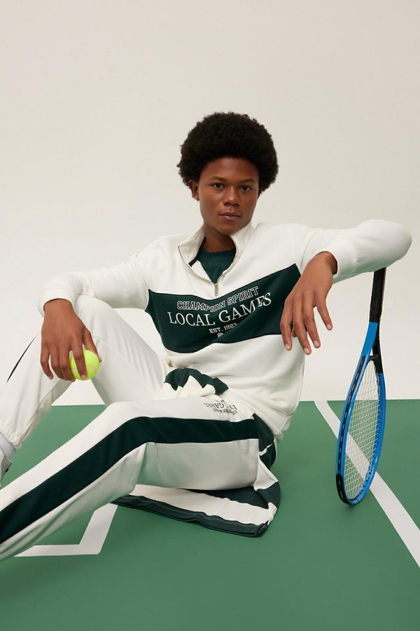 DEFACTO DEFACTO Fit Standard Fit Stand-up Collar Printed Sweatshirt