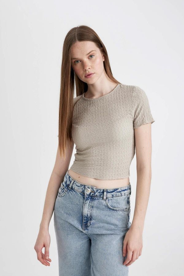 DEFACTO DEFACTO Fitted Crew Neck Wrapped Short Sleeve T-Shirt