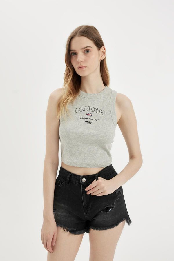 DEFACTO DEFACTO Fitted Printed Crew Neck Ribbed Camisole Athlete