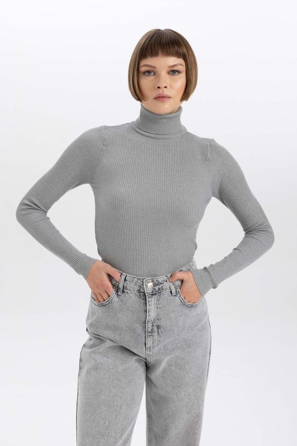 DEFACTO DEFACTO Fitted Turtleneck Rib Knit Sweater