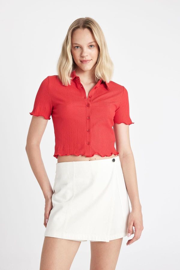 DEFACTO DEFACTO Fitted Wrinkled Short Sleeve Shirt