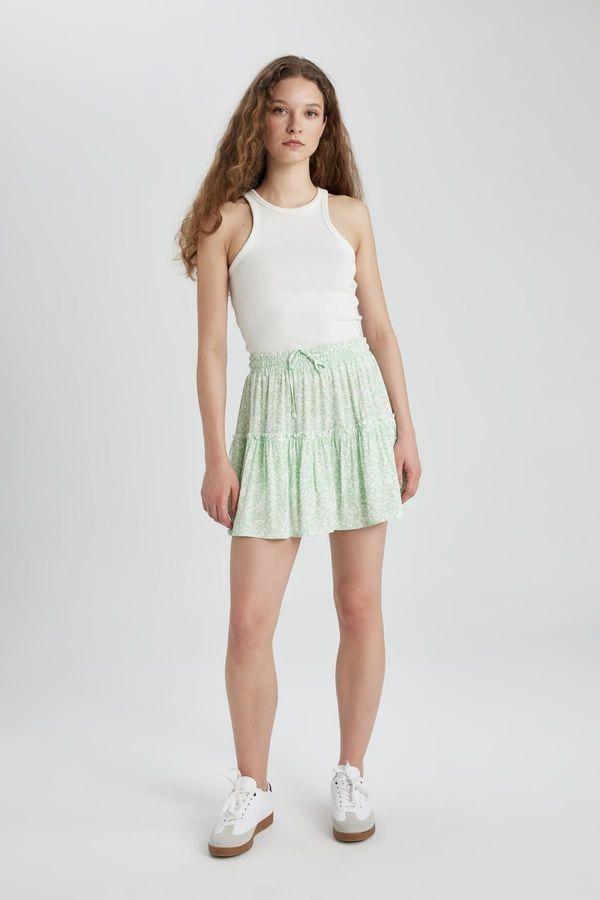 DEFACTO DEFACTO Floral Crinkle Viscose Mini Shorts Skirt