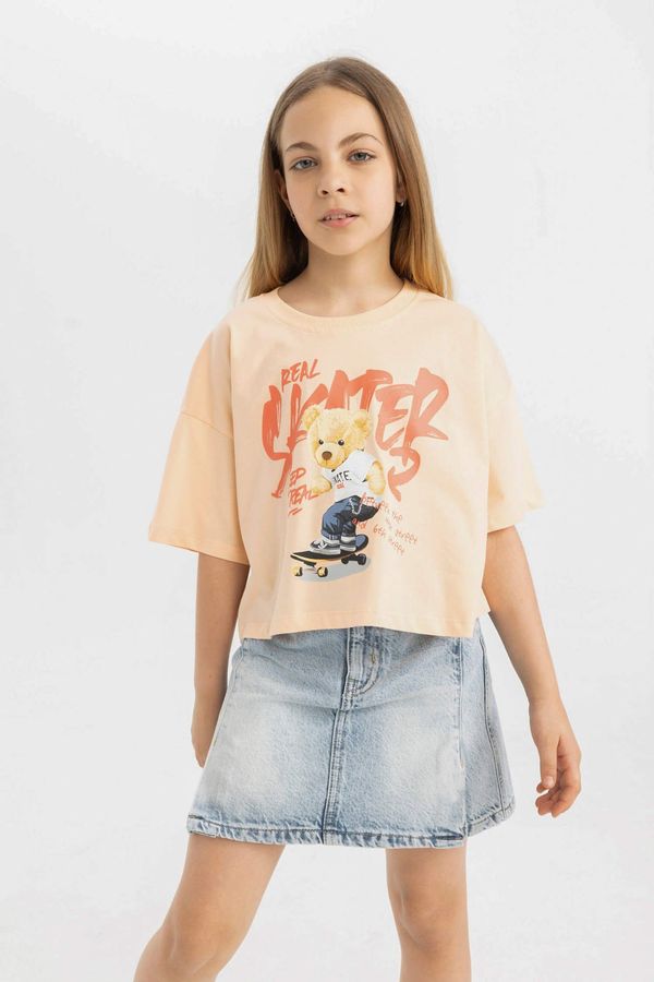 DEFACTO DEFACTO Girl Crew Neck Printed Short Sleeve T-Shirt