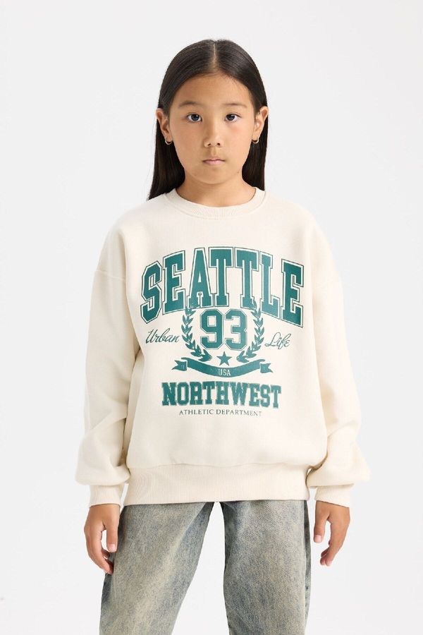 DEFACTO DEFACTO Girl Relax Fit Crew Neck Printed Sweatshirt