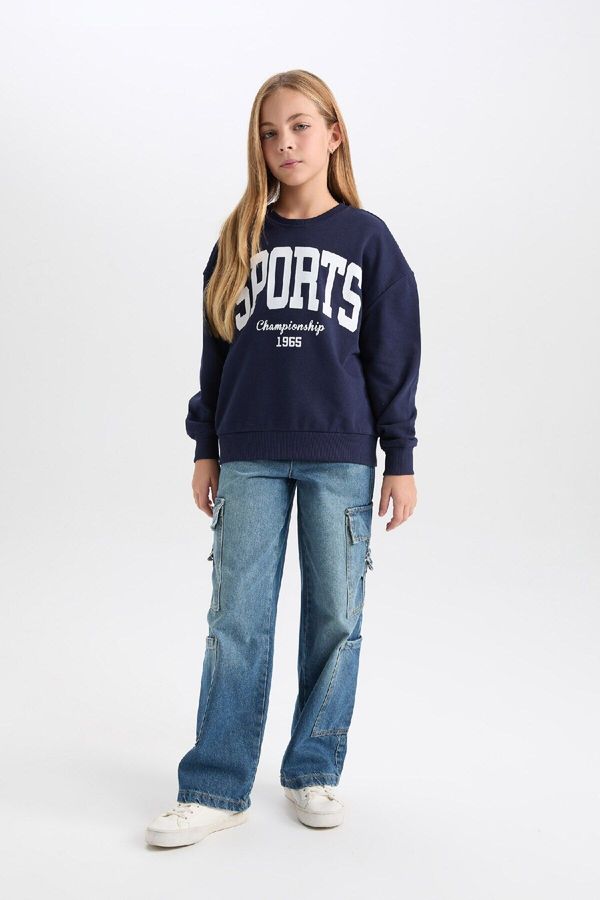 DEFACTO DEFACTO Girl Relax Fit Crew Neck Printed Sweatshirt