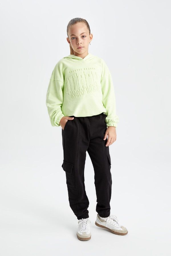 DEFACTO DEFACTO Girls Black Cargo Pocket Jogger School Sweatpants