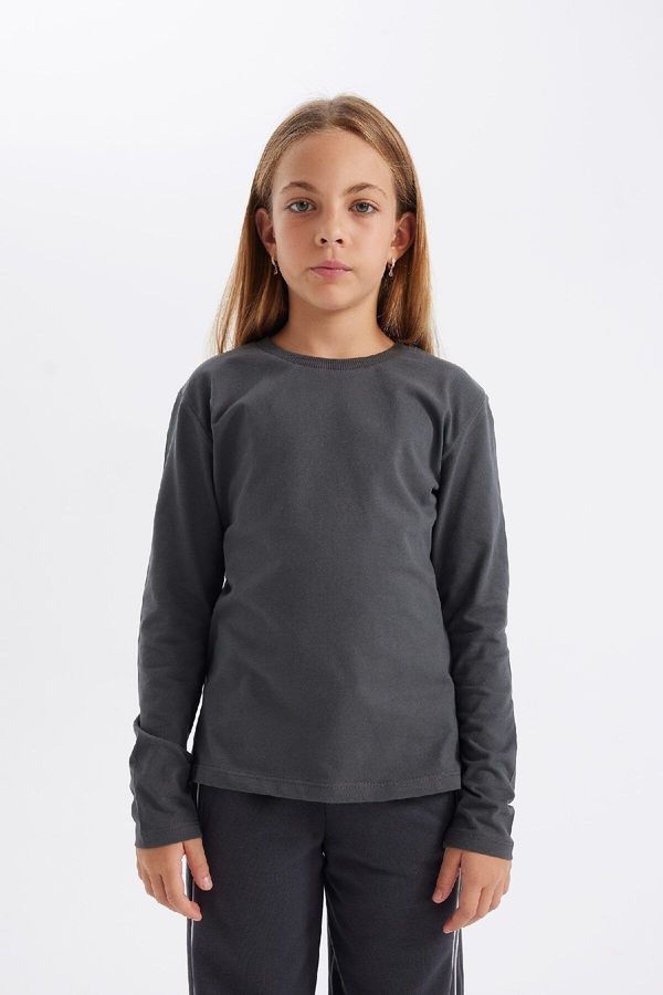 DEFACTO DEFACTO Girl's Crew Neck Long Sleeve School T-Shirt