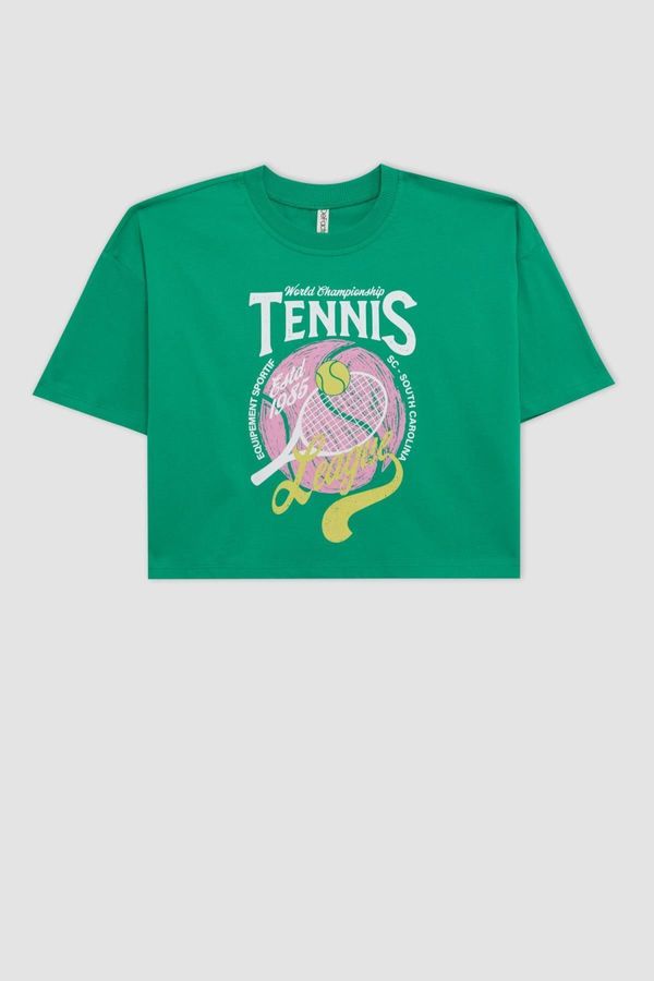 DEFACTO DEFACTO Girl's Crew Neck Printed Short Sleeve T-Shirt