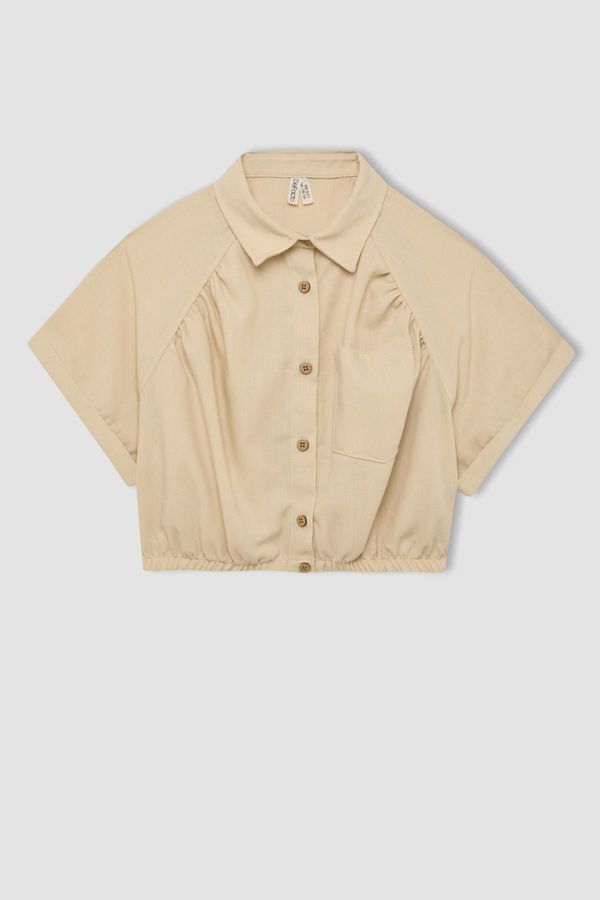 DEFACTO DEFACTO Girl's Crop Cotton Short Sleeve Shirt