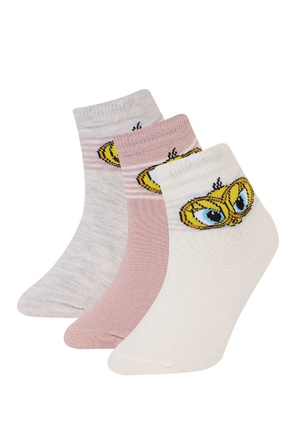 DEFACTO DEFACTO Girls Looney Tunes 3-Pack Cotton Ankle Socks