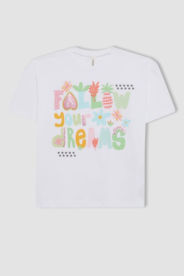 DEFACTO DEFACTO Girl's Oversize Fit Crew Neck Short Sleeve T-Shirt