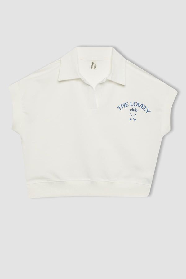 DEFACTO DEFACTO Girls Oversize Fit Printed Short Sleeve Polo T-Shirt