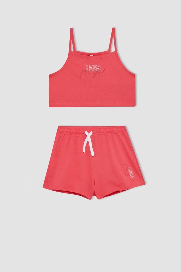 DEFACTO DEFACTO Girls' Printed Athlete Shorts 2-Piece Set