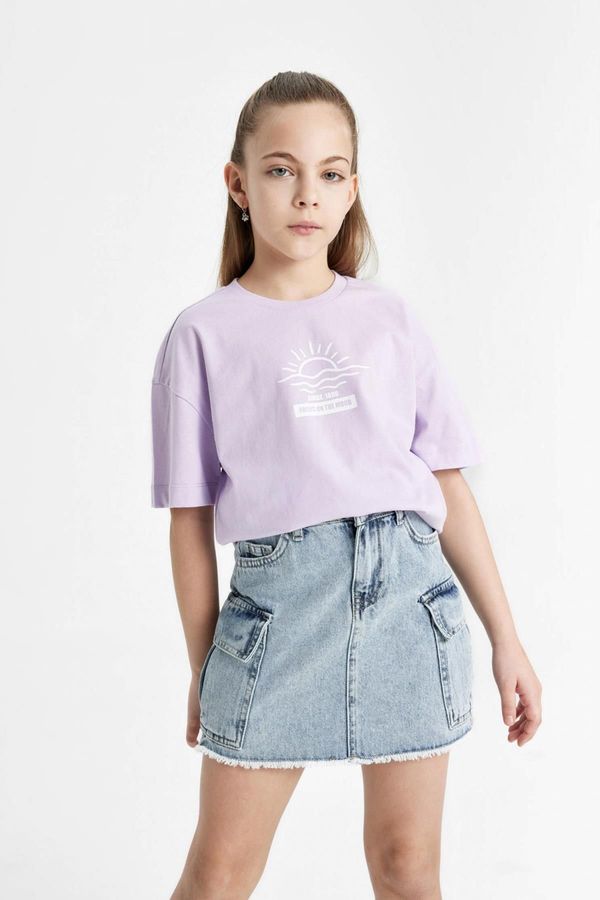 DEFACTO DEFACTO Girl's Relax Fit Printed 2-Piece Short Sleeve T-Shirt