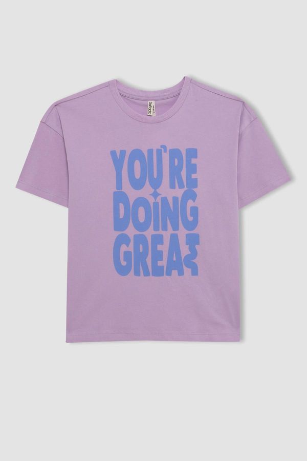 DEFACTO DEFACTO Girls Relax Fit Printed Short Sleeve T-Shirt