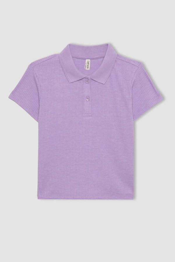 DEFACTO DEFACTO Girl's Slim Fit Basic Ribbed Camisole Short Sleeve Polo T-Shirt