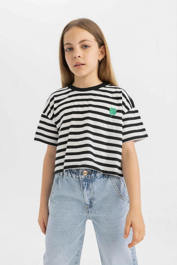 DEFACTO DEFACTO Girl's Striped Short Sleeve T-Shirt
