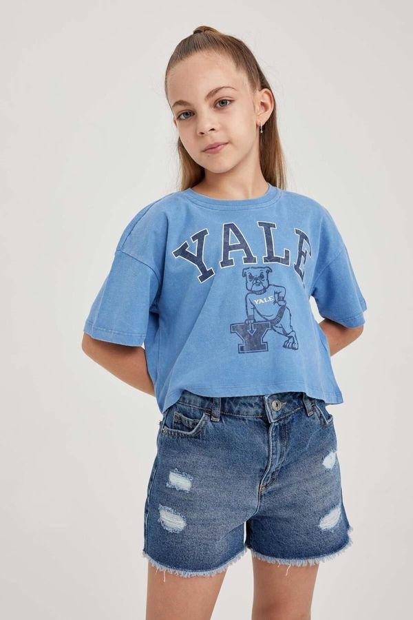 DEFACTO DEFACTO Girls Yale University Relax Fit Crew Neck Short Sleeve T-Shirt