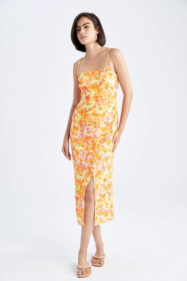 DEFACTO DEFACTO кръст обратно детайл въже каишка вискоза Midi рокля