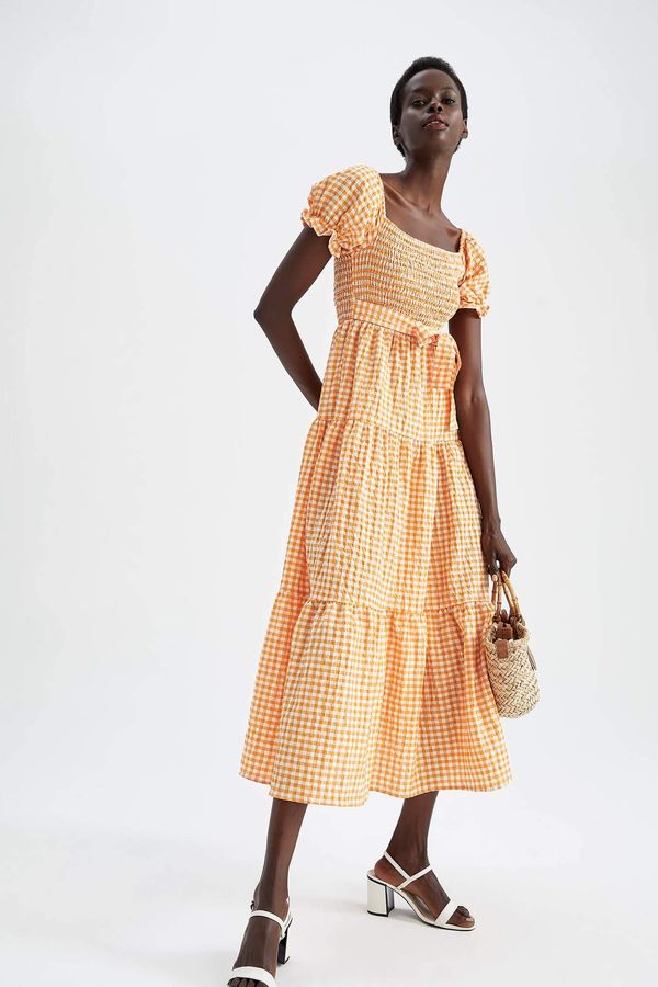 DEFACTO DEFACTO къс ръкав Midi къс ръкав тъкани рокля