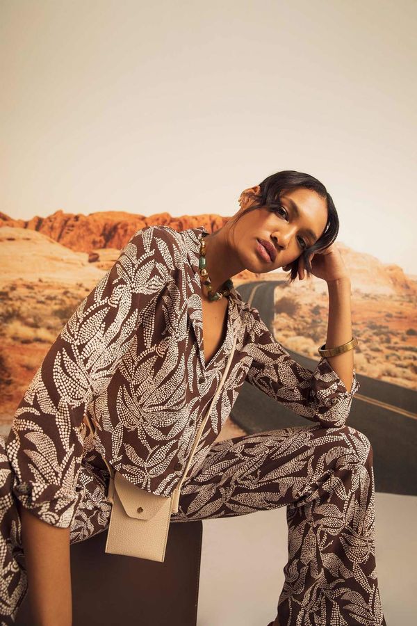 DEFACTO DEFACTO Long Sleeve Printed Crop Shirt