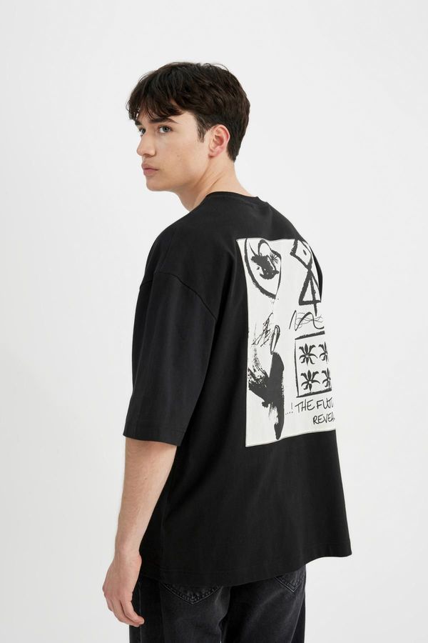 DEFACTO DEFACTO Loose Fit Crew Neck Back Printed Short Sleeve T-Shirt