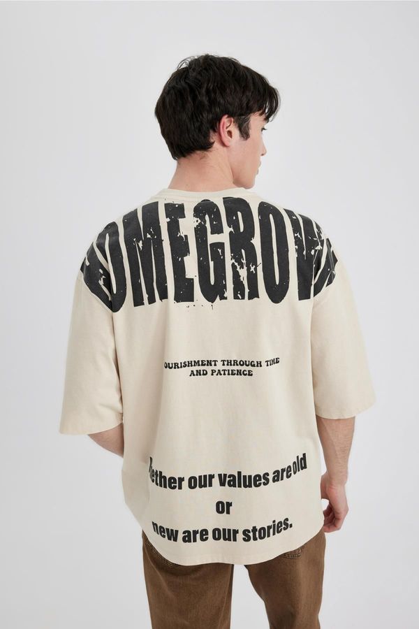 DEFACTO DEFACTO Loose Fit Crew Neck Back Printed Short Sleeve T-Shirt