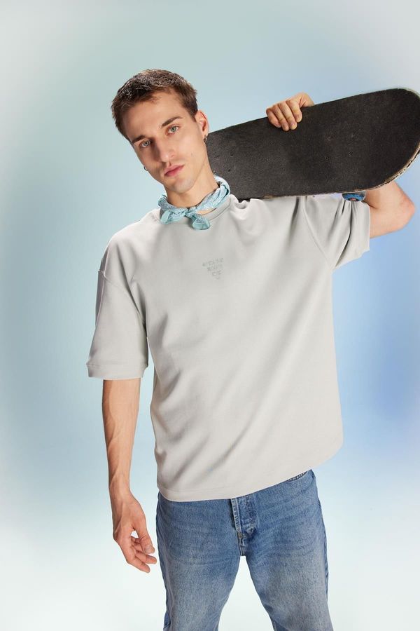 DEFACTO DEFACTO Loose Fit Crew Neck Printed Short Sleeve Heavy Fabric T-Shirt